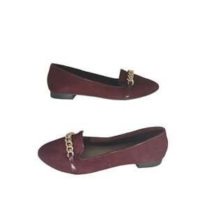 Christian Siriano Loafers 10 Burgundy Gold Chain Dark Academia Preppy